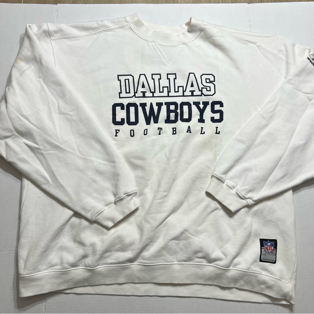 Vintage Dallas Cowboys Sweatshirt Mens 2XL White Blue Oversized Football Sports